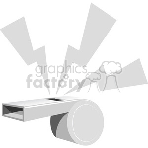 The image is a grayscale clipart of a whistle with sound waves emanating from it, symbolizing the sound of blowing the whistle.