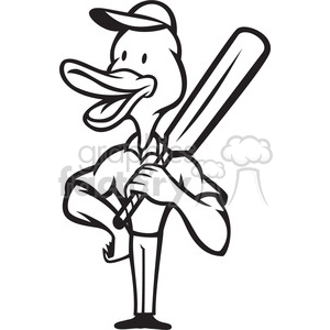 black and white duck cricket bat standing