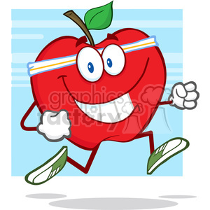 5783 Royalty Free Clip Art Healthy Red Apple Jogging