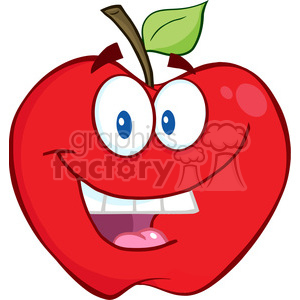 5751 Royalty Free Clip Art Smiling Apple Cartoon Mascot Character