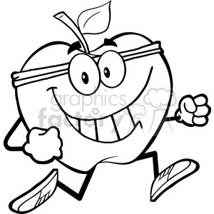 5961 Royalty Free Clip Art Healthy Apple Jogging