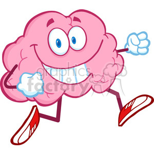 Royalty Free Clip Art Healthy Brain Cartoon Character Jogging