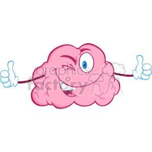 5821 Royalty Free Clip Art Winking Brain Character Giving A Thumb Up