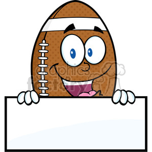   6580 Royalty Free Clip Art American Football Ball Cartoon Mascot Character Over Blank Sign 