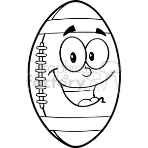 6559 Royalty Free Clip Art Black and White American Football Ball Cartoon Mascot Character