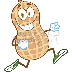 6600 Royalty Free Clip Art Smiling Peanut Cartoon Mascot Character Running