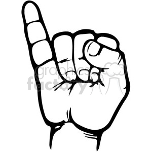 The clipart image displays a hand signal representing the letter 'I' in sign language. The hand is depicted with the pinkie finger raised and the other fingers folded down.