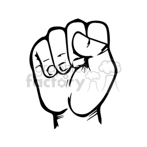 This clipart image features a hand forming a fist with the thumb across the front, which represents the letter 'S' in American Sign Language (ASL).