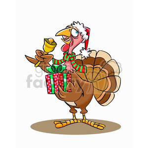   turkey holding a christmas present 
