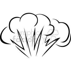 The image is a black and white clipart illustration of an explosion shape, typically representing some type of blast or burst, such as that from a bomb or other explosive device. It features a cloud-like structure with several lines emanating from the base to suggest force and motion.