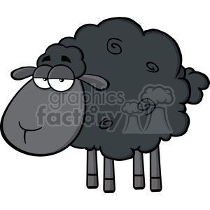 The clipart image depicts a cartoon sheep with a comical expression. The sheep is standing, facing the viewer, and features exaggerated characteristics such as a large round body, fluffy wool with curly swirls, and a pair of glasses that imply a humorous or intellectual demeanor.