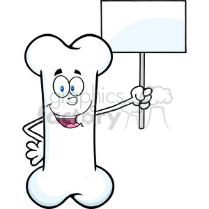 Funny Anthropomorphic Bone Character Holding Sign