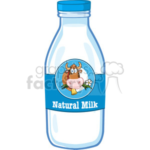   Royalty Free RF Clipart Illustration Milk Bottle With Cartoon Label And Text 