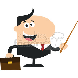 Manager Holding A Pointer Stick Flat Style Vector Illustration