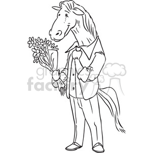 horse holding flowers for a date vector RF clip art images