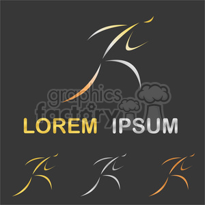 Clipart image featuring stylized abstract figure logos with gradient colors in gold, silver, and orange. The image also includes the words 'Lorem Ipsum' written in bold gold and silver text.