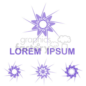 Clipart image featuring abstract purple star shapes with text saying 'Lorem Ipsum' underneath.