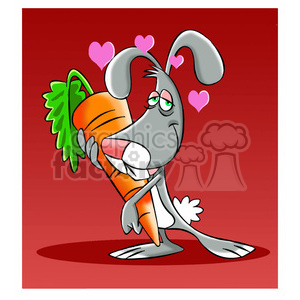   cartoon bunny in love with a carrot 
