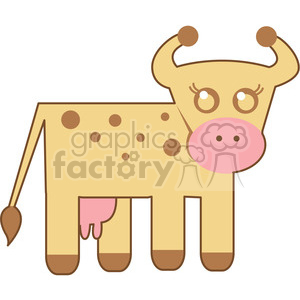 This is a simple, cartoon-style clipart image of a yellow dairy cow with brown spots, a pink udder, and a friendly face.