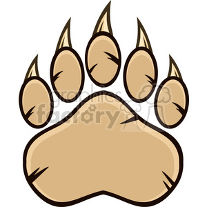 The image shows a stylized illustration of a bear paw print. The paw print consists of a large pad with five toe pads above it, each with a claw mark.