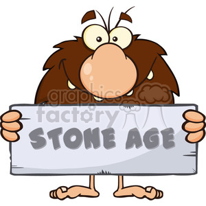 A cartoon caveman holding a stone tablet with the words 'STONE AGE' written on it.