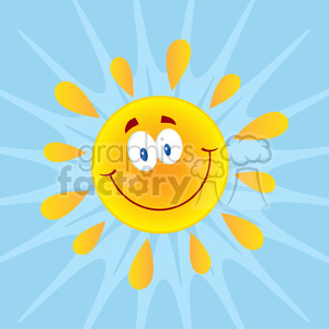 royalty free rf clipart illustration smiling sun cartoon mascot character vector illustration with background