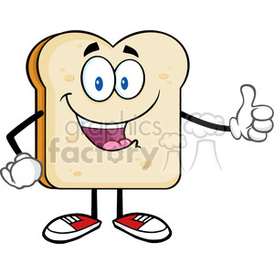 illustration happy bread slice cartoon mascot character giving a thumb up vector illustration isolated on white background