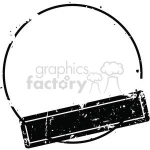 A black, grunge-style clipart image of a circular stamp with a rectangular banner across the bottom.