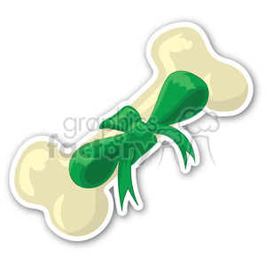 A clipart image of a dog bone with a green ribbon tied around it, representing a festive gift for a pet.