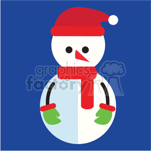 Flat Design Snowman with Santa Hat and Scarf