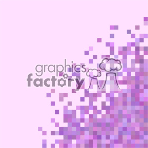 An abstract clipart image featuring a gradient of purple pixel squares arranged in a scattered pattern against a light pink background.