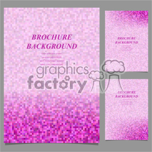 This image is a clipart of a brochure background with a gradient of purple and pink pixel art design. The text on the brochure reads 'BROCHURE BACKGROUND' and has placeholder text below.
