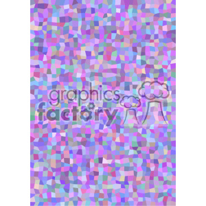 This clipart image consists of an abstract colorful mosaic background with irregular, multicolored polygonal shapes. The predominant colors are various shades of purple, pink, blue, and green, creating a vibrant and playful geometric pattern.