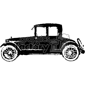 A black and white clipart image of a vintage car, viewed from the side.