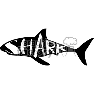 Silhouette of a shark with the word 'SHARK' written within its body.