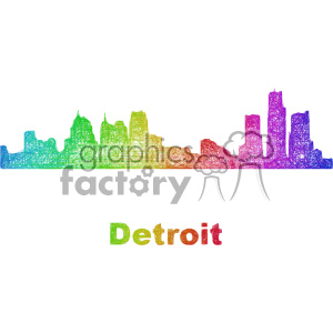   city skyline vector clipart USA Detroit 