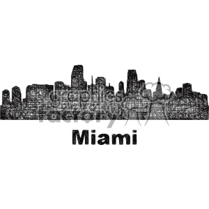 black and white city skyline vector clipart USA Miami