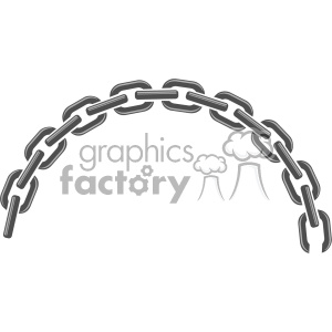 A curved chain clipart image with thick, interlocking chain links arranged in an arc shape, on a white background.