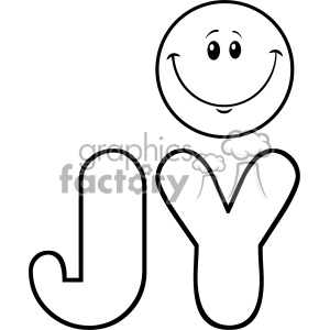 A black and white clipart image featuring the word 'JOY' where the letter 'O' is represented by a smiling face.