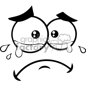 A black and white clipart image of a comical face showing exaggerated sadness with big eyes, droopy eyebrows, tears, and a frown.