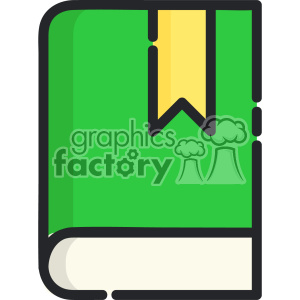 Illustration of a green book with a yellow bookmark