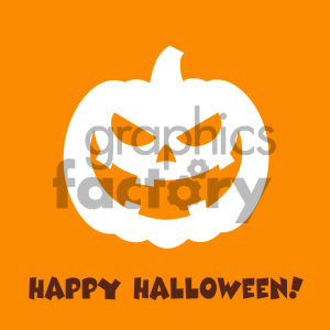  This clipart image features a white silhouette of a menacing jack-o