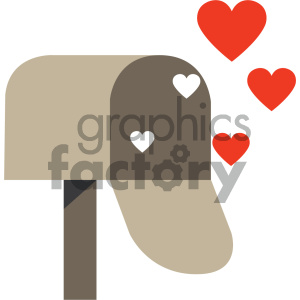 Clipart image of a mailbox with hearts symbolizing love and Valentine's Day.