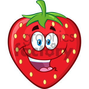 Royalty Free RF Clipart Illustration Happy Strawberry Fruit Cartoon Mascot Character Vector Illustration Isolated On White Background