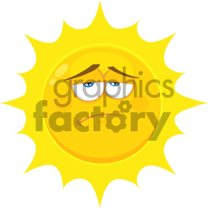 Royalty Free RF Clipart Illustration Sadness Yellow Sun Cartoon Emoji Face Character With Expression Vector Illustration Isolated On White Background