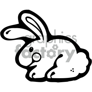 The image shows a black and white clipart of a stylized rabbit or bunny. It has prominent curves and abstract shapes suggesting the form of a rabbit with distinguishable long ears, body contour, and facial features.