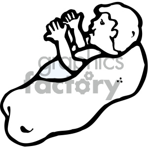 A cute clipart illustration of a baby lying with its hands up, wrapped in a blanket.