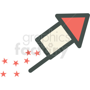 Clipart image of a bottle rocket with stars, symbolizing fireworks.