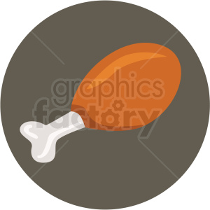 Vector illustration of a chicken leg icon on a dark circular background.