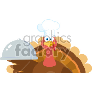   This clipart image depicts a cartoon turkey wearing a chef